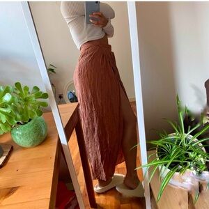 Gorgeous Free People Burnt Orange Faux Wrap Midi Skirt, sz Small